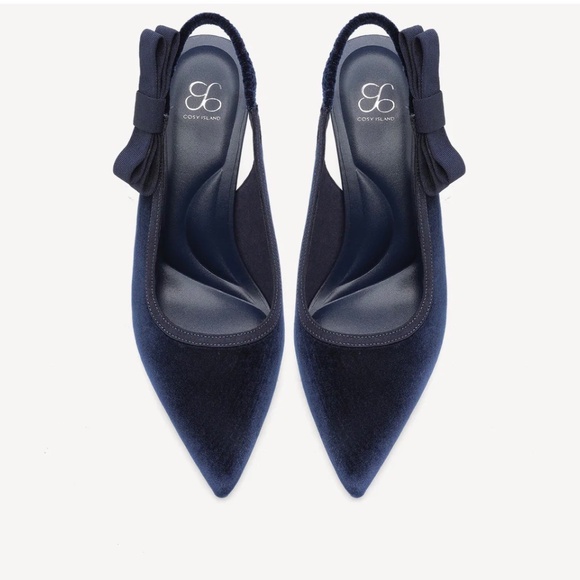 Navy Velvet Heels - Picture 2 of 3